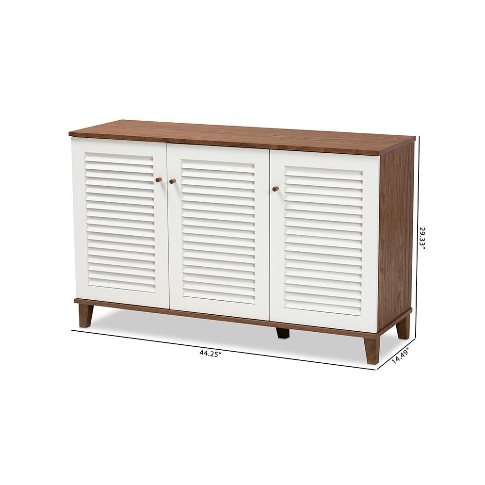Walnut Finished 8-Shelf Wood Shoe Storage Cabinet. Picture 10