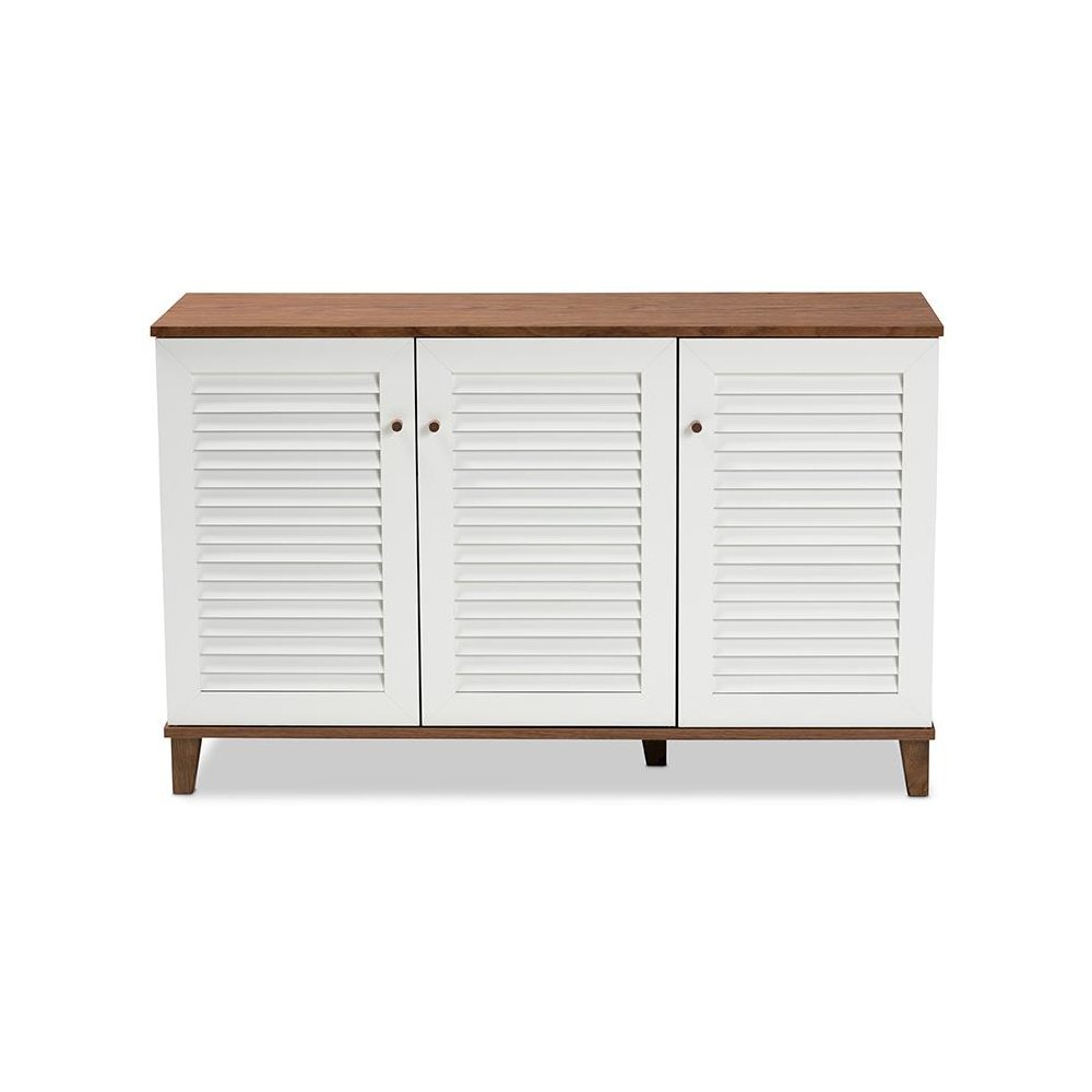 Walnut Finished 8-Shelf Wood Shoe Storage Cabinet. Picture 3