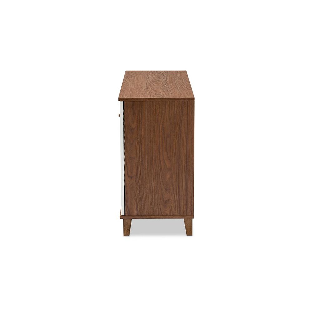 Walnut Finished 8-Shelf Wood Shoe Storage Cabinet. Picture 4