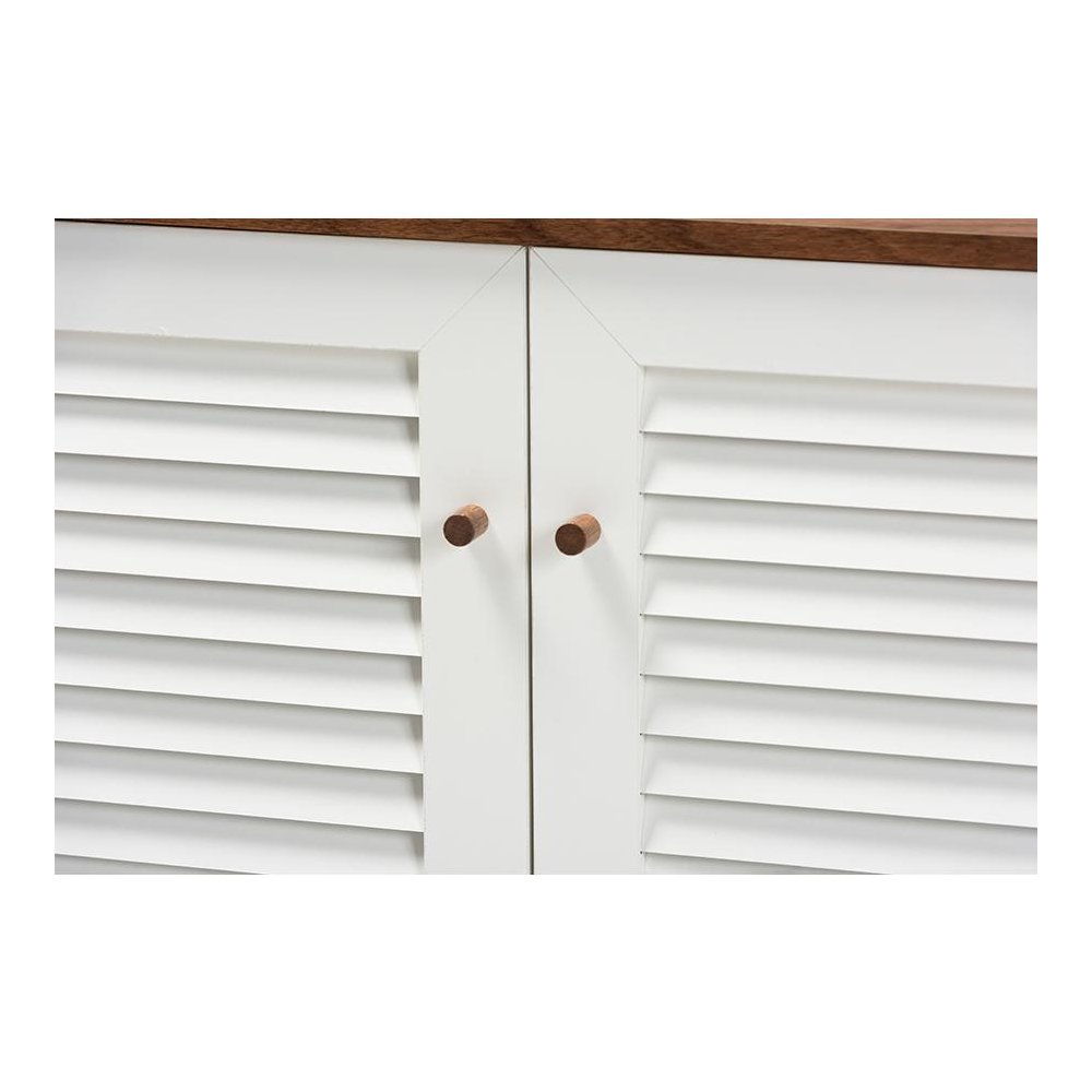 Walnut Finished 8-Shelf Wood Shoe Storage Cabinet. Picture 5