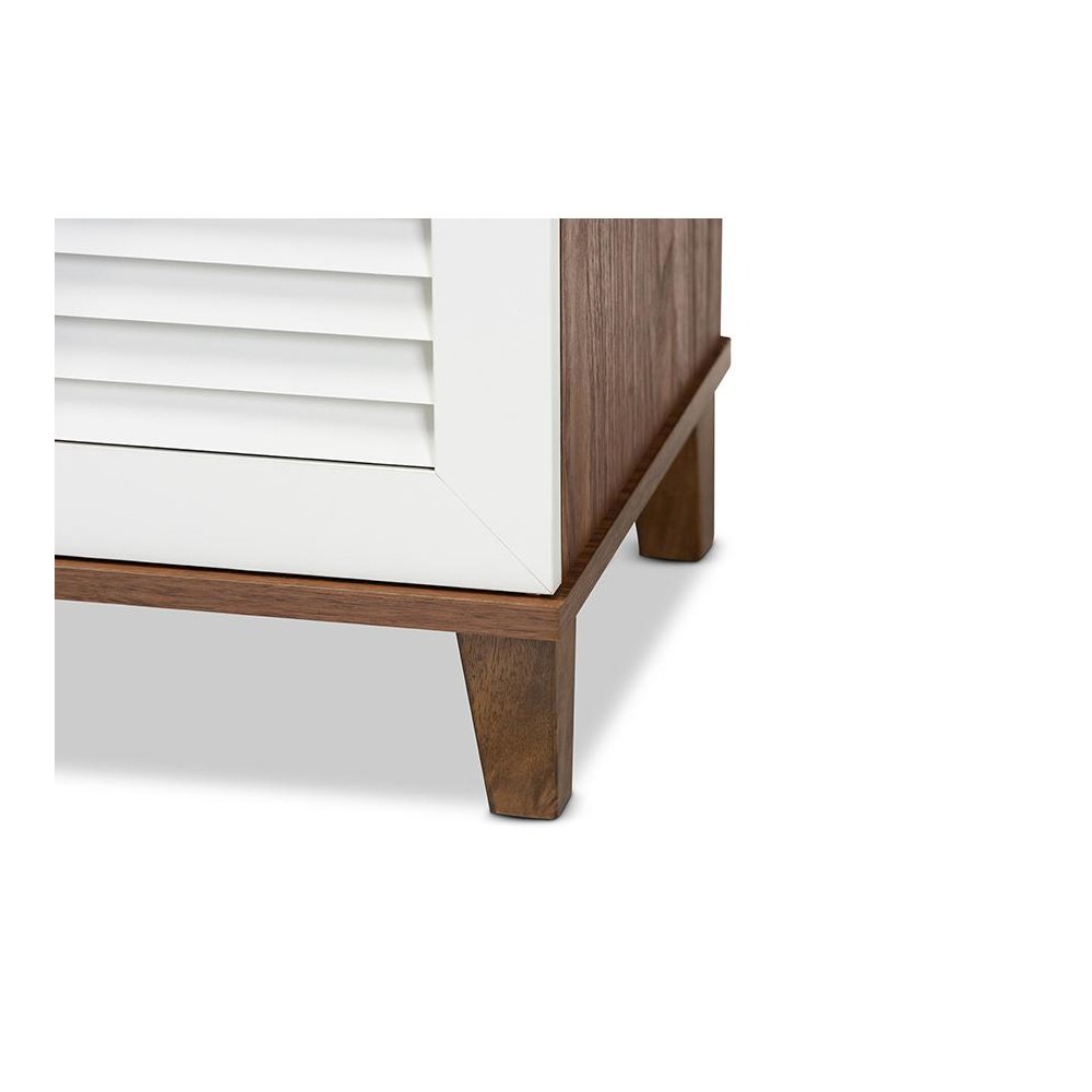 Walnut Finished 8-Shelf Wood Shoe Storage Cabinet. Picture 6