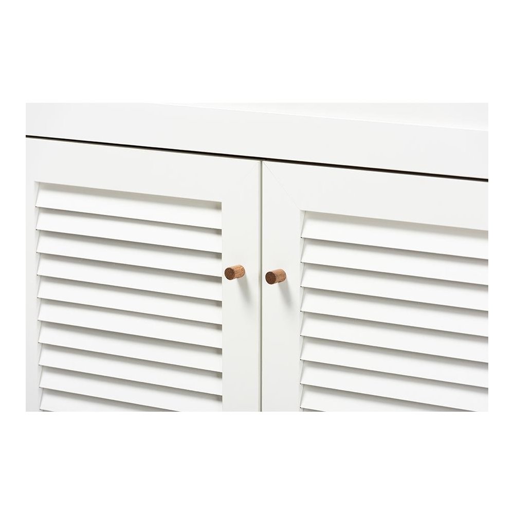 Walnut Finished 11-Shelf Wood Shoe Storage Cabinet with Drawer. Picture 5