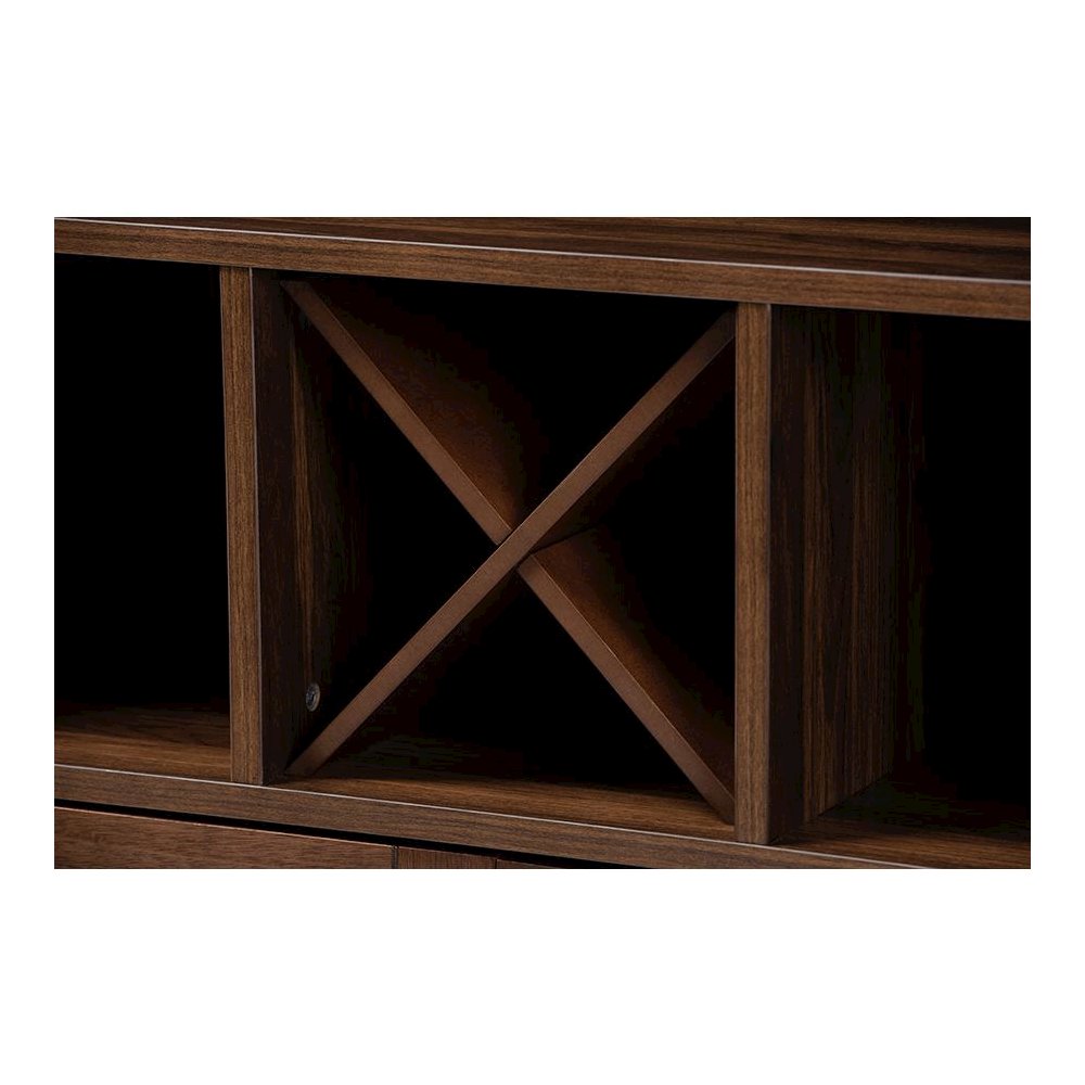 Carrie Transitional Farmhouse Walnut Brown Finished Wood Wine Storage Cabinet. Picture 6