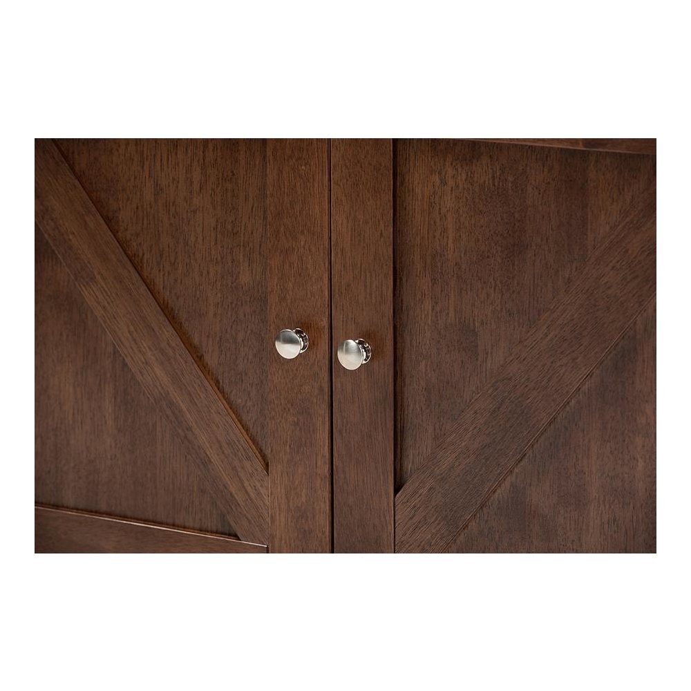 Carrie Transitional Farmhouse Walnut Brown Finished Wood Wine Storage Cabinet. Picture 7