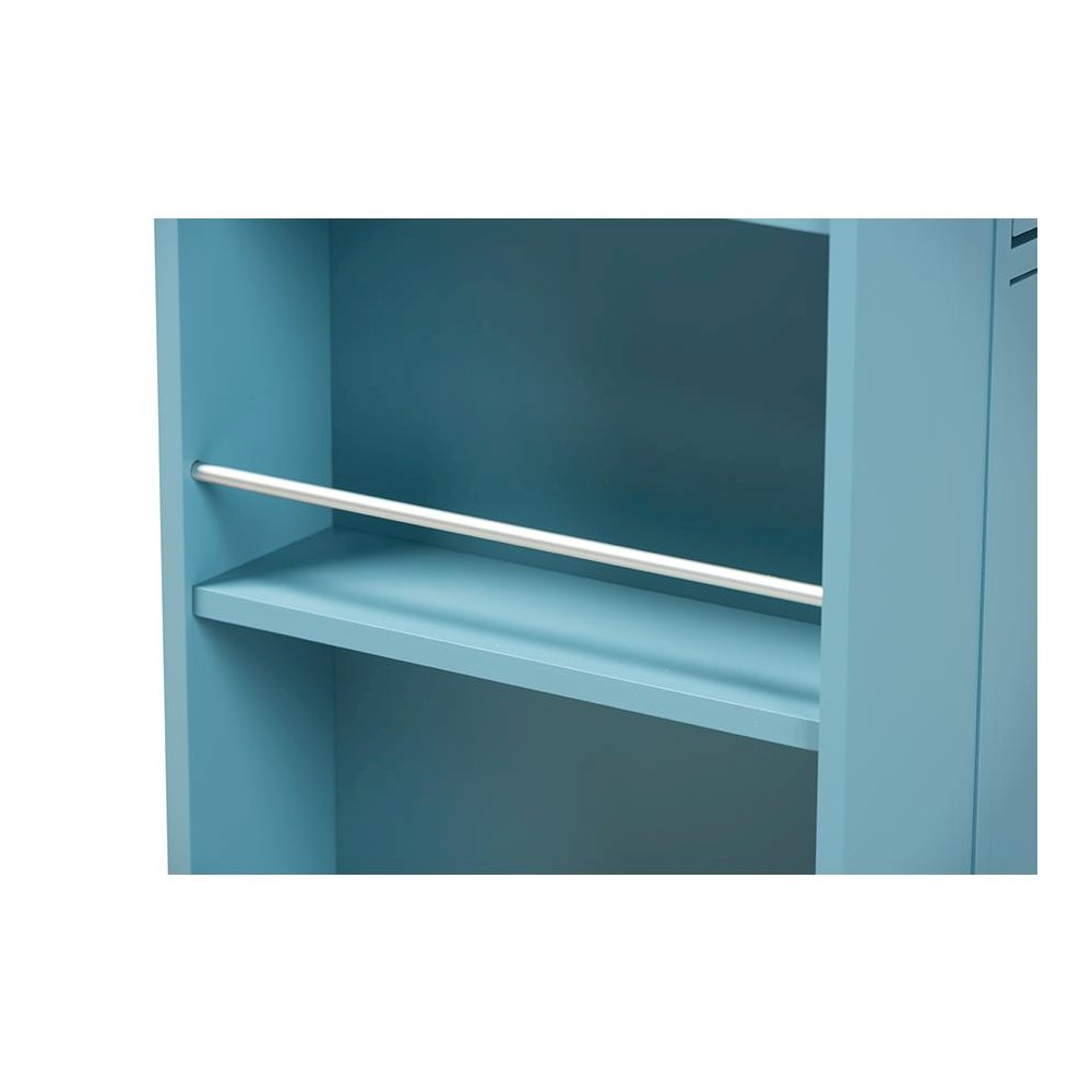Liona Modern and Contemporary Sky Blue Finished Wood Kitchen Storage Cart. Picture 6