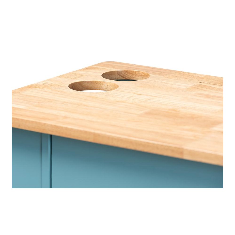 Liona Modern and Contemporary Sky Blue Finished Wood Kitchen Storage Cart. Picture 7