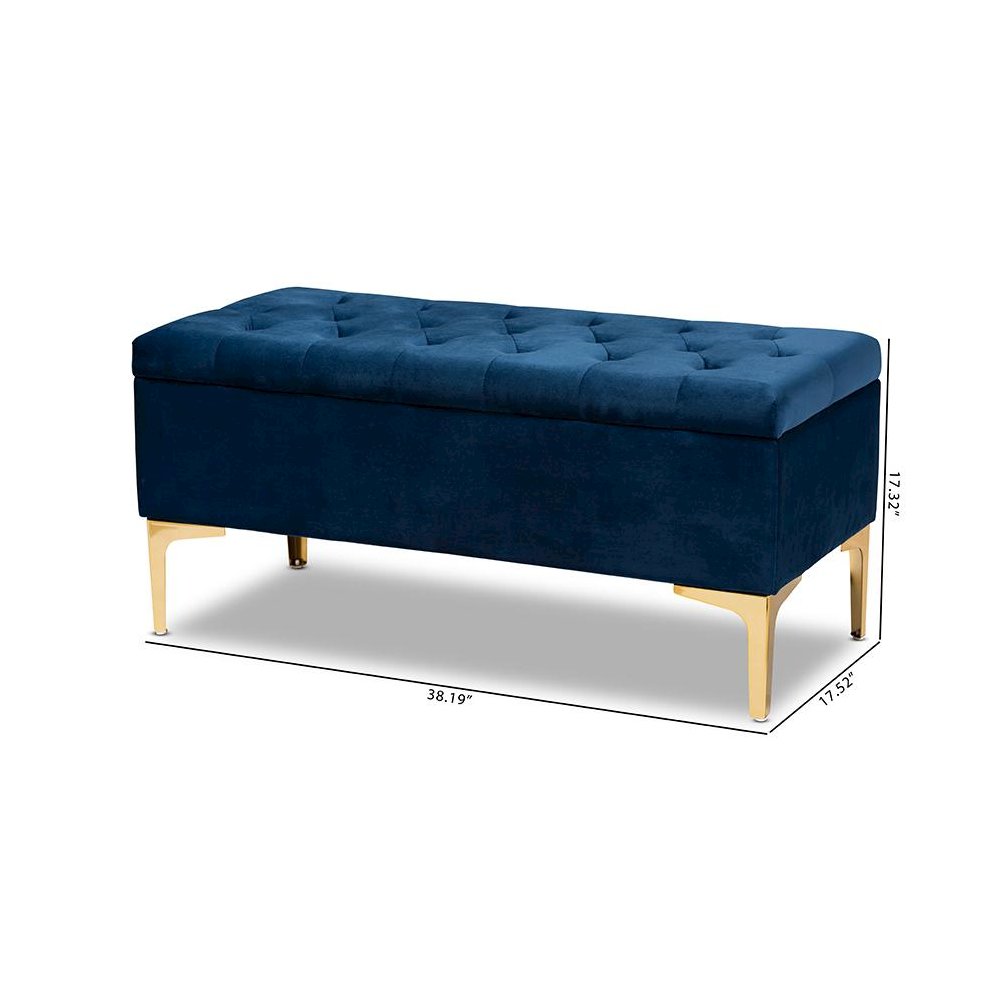 Gold Finished Button Tufted Storage Ottoman. Picture 11
