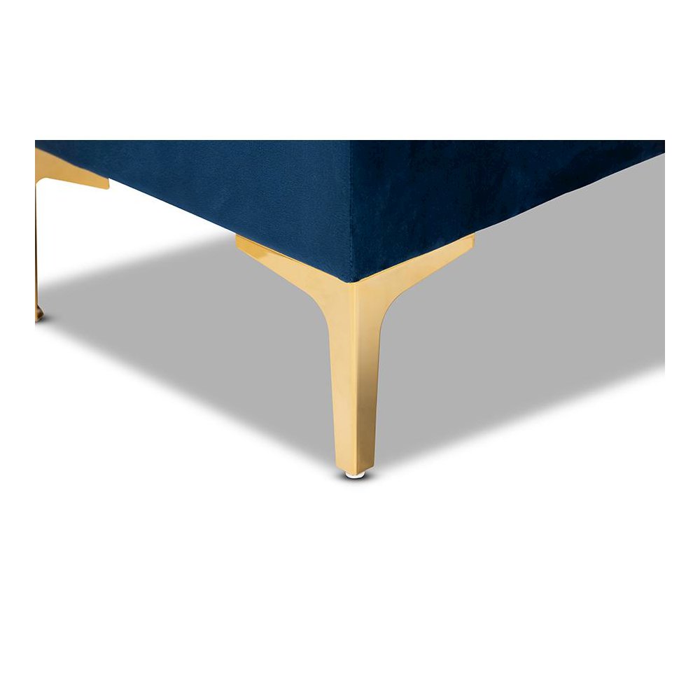Gold Finished Button Tufted Storage Ottoman. Picture 7
