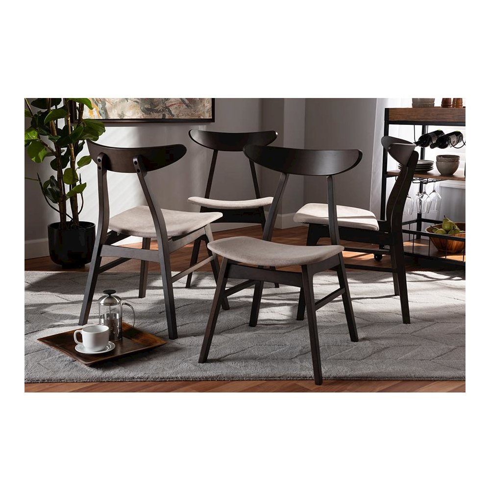 Dark Oak Brown Finished 4-Piece Wood Dining Chair Set Set. Picture 3