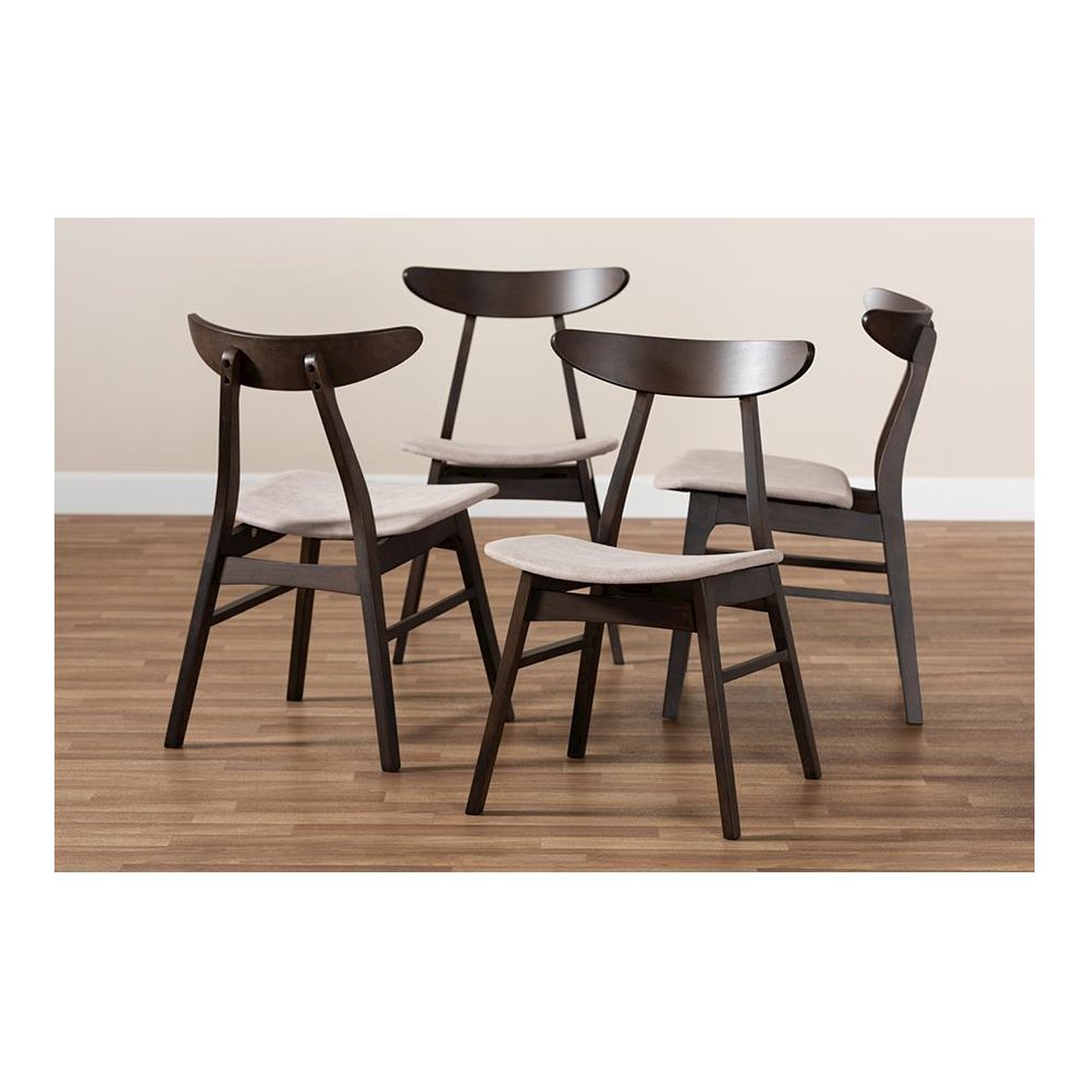 Dark Oak Brown Finished 4-Piece Wood Dining Chair Set Set. Picture 4