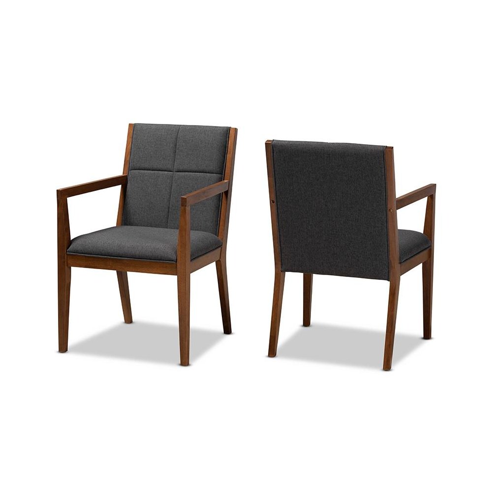 Baxton Studio Theresa Dark Grey and Walnut Effect 2-Piece Chair Set. Picture 1
