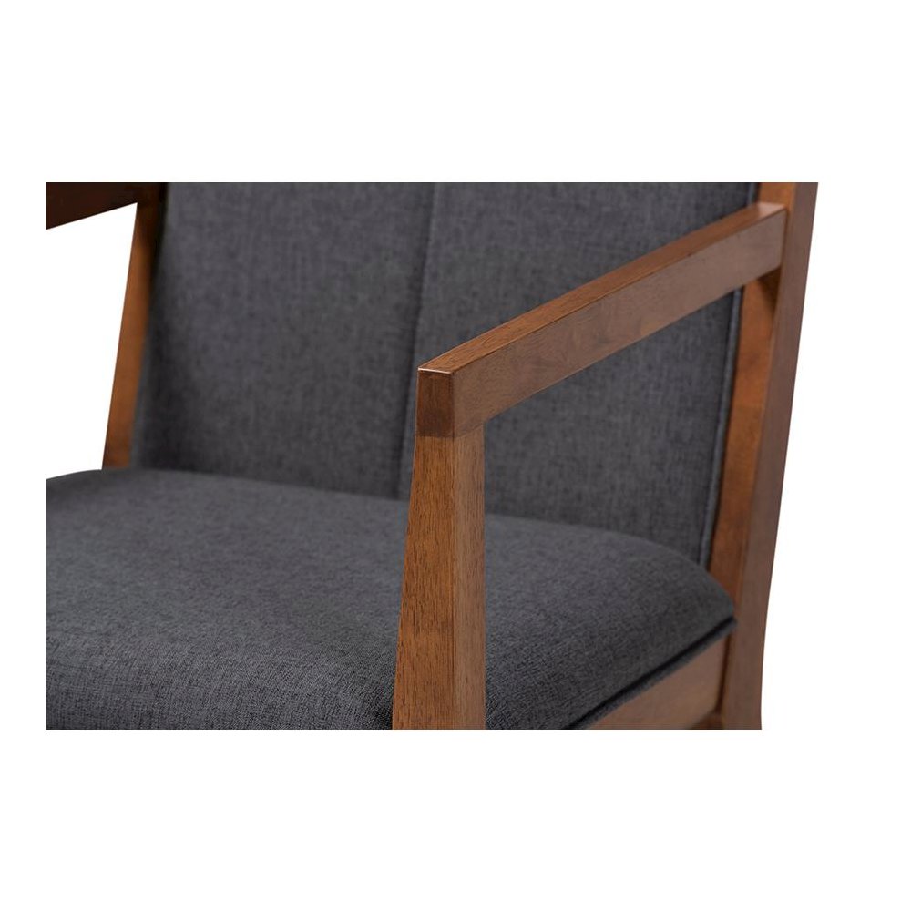 Baxton Studio Theresa Dark Grey and Walnut Effect 2-Piece Chair Set. Picture 5