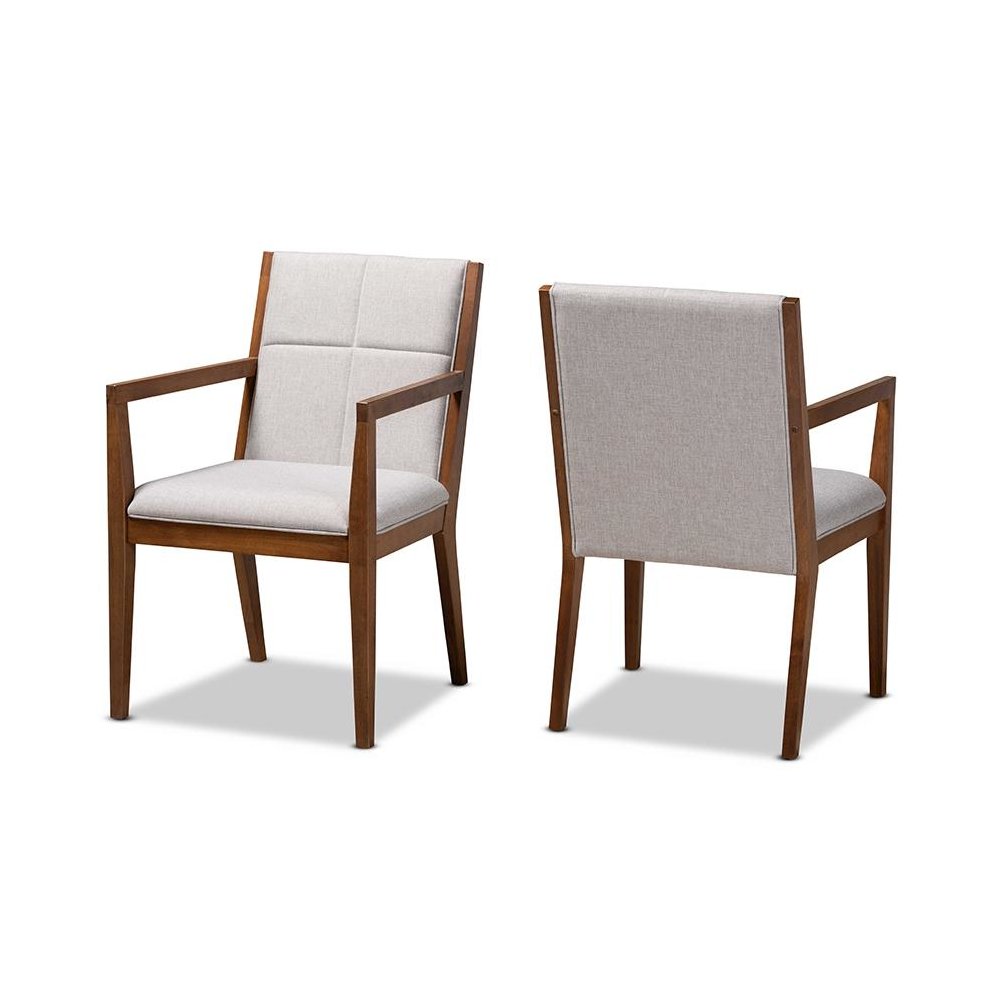 Baxton Studio Theresa Greige and Walnut Effect 2-Piece Chair Set. Picture 1
