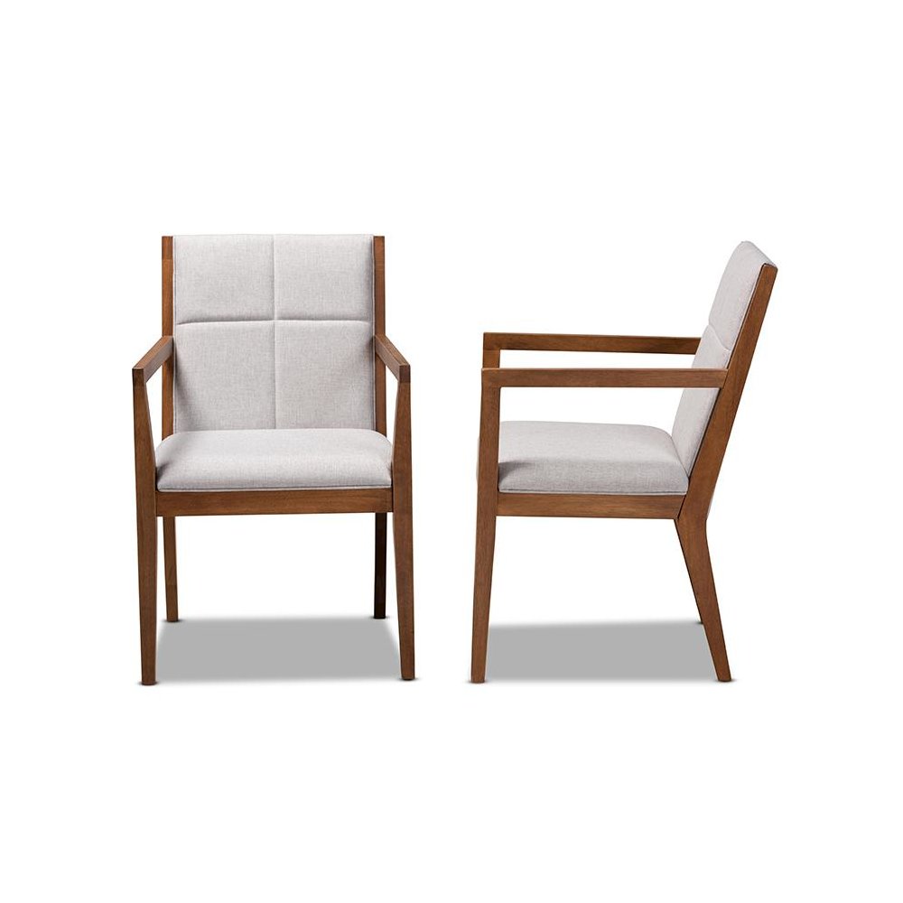Baxton Studio Theresa Greige and Walnut Effect 2-Piece Chair Set. Picture 3