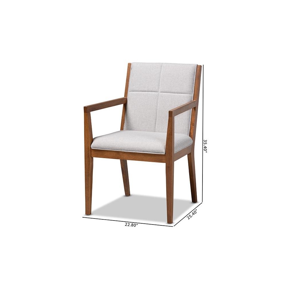 Baxton Studio Theresa Greige and Walnut Effect 2-Piece Chair Set. Picture 9