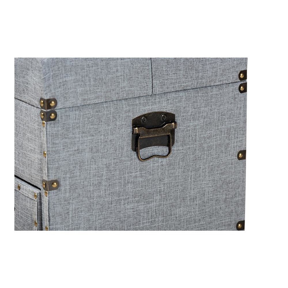 Flynn Modern Transitional Grey Fabric Upholstered 2-Drawer Storage Trunk Ottoman. Picture 7