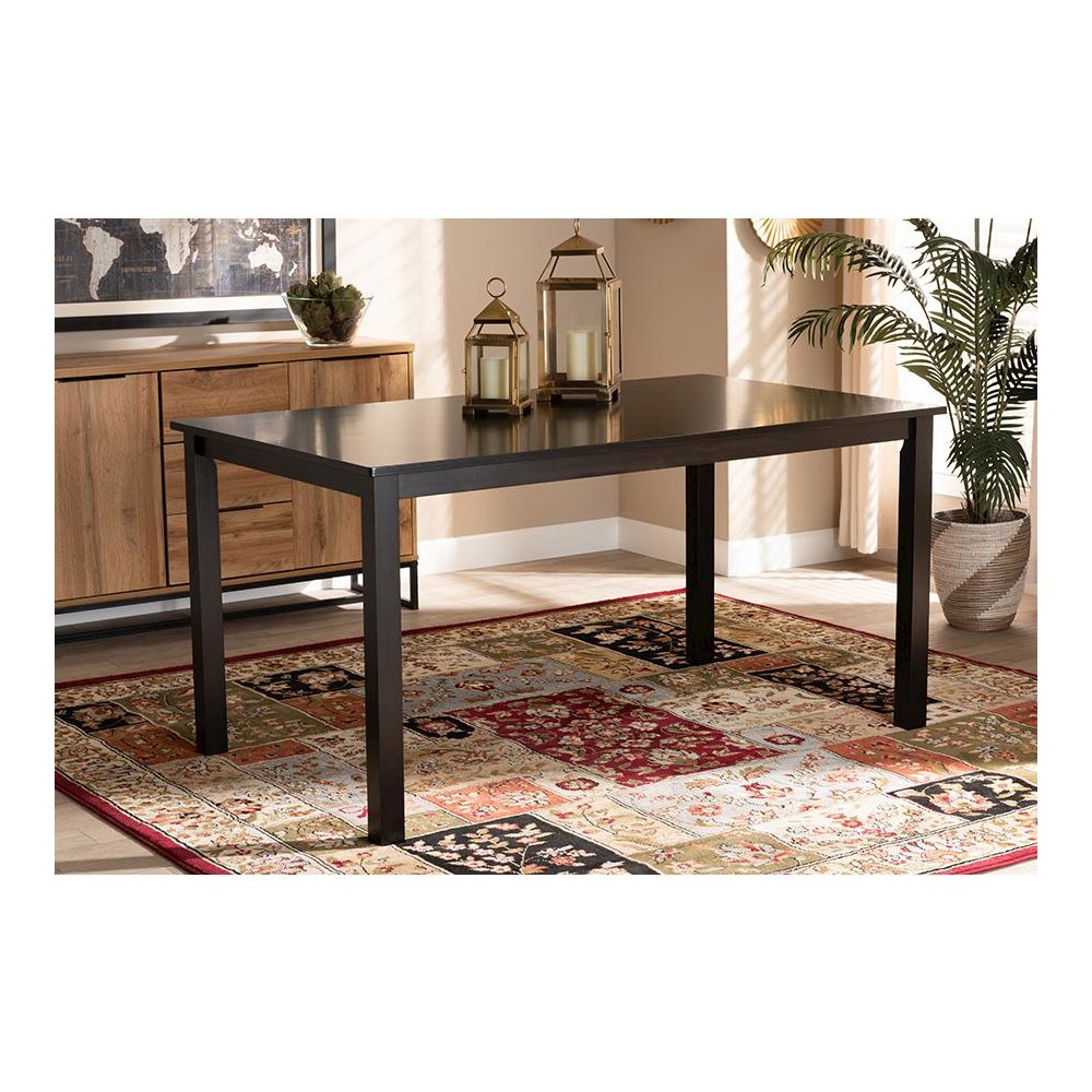 Espresso Brown Finished Rectangular Wood Dining Table. Picture 4