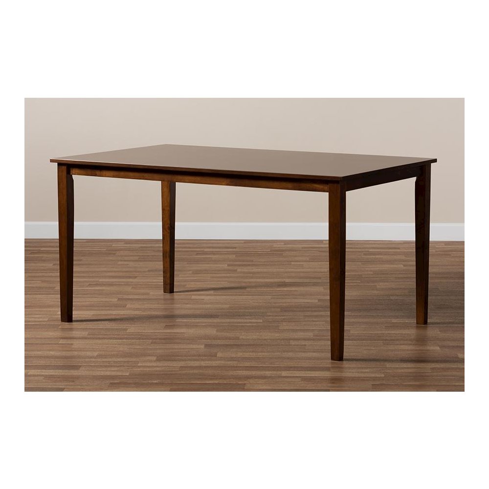 Walnut Brown Finished Rectangular Wood Dining Table. Picture 6