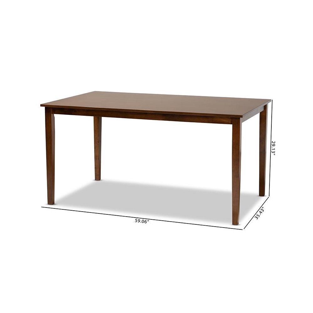Walnut Brown Finished Rectangular Wood Dining Table. Picture 7