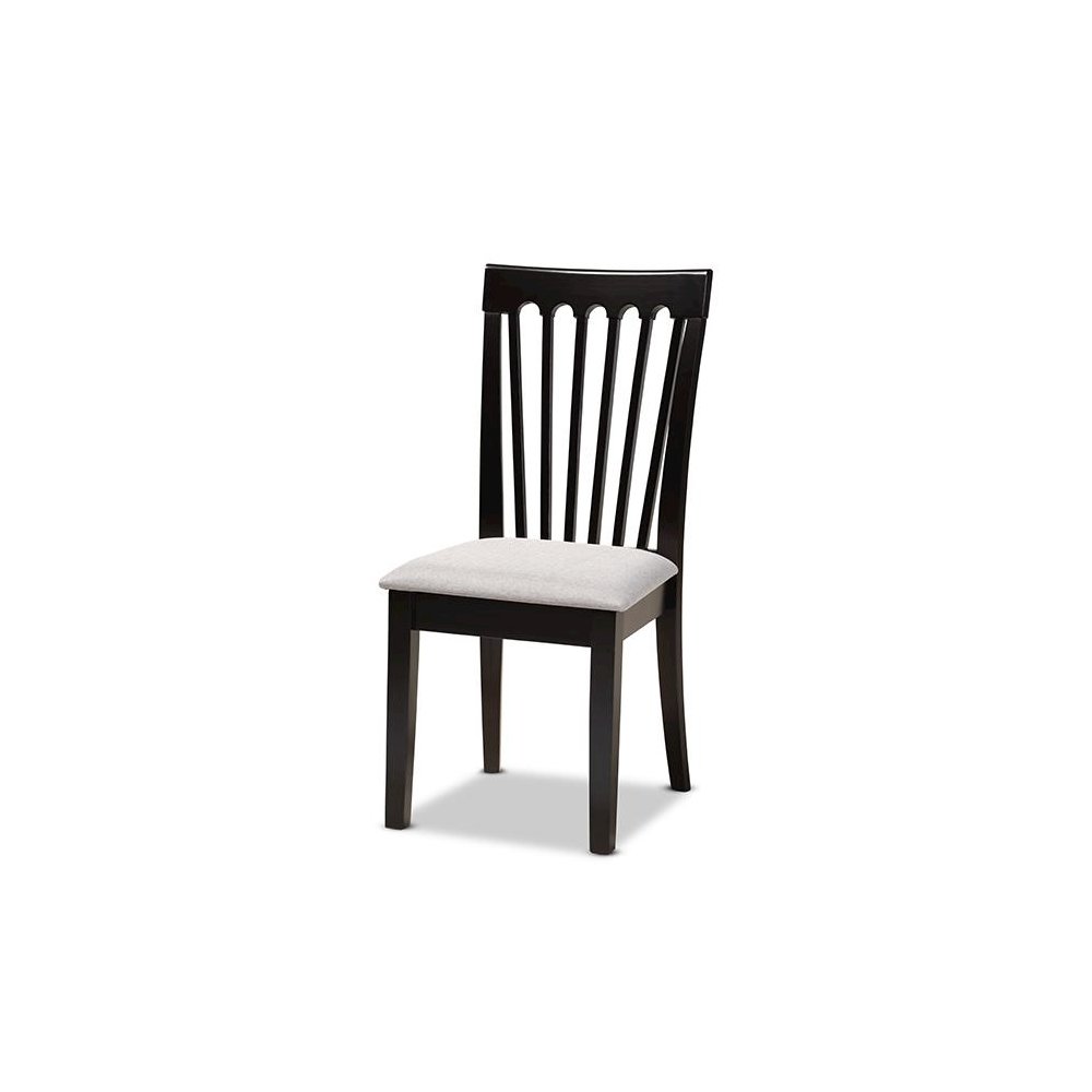 Grey Fabric Upholstered and Dark Brown Finished Wood 7-Piece Dining Set. Picture 2
