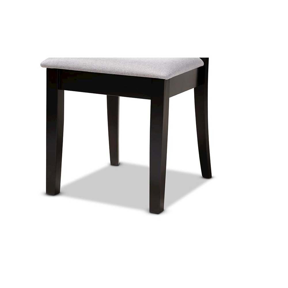 Grey Fabric Upholstered and Dark Brown Finished Wood 7-Piece Dining Set. Picture 6