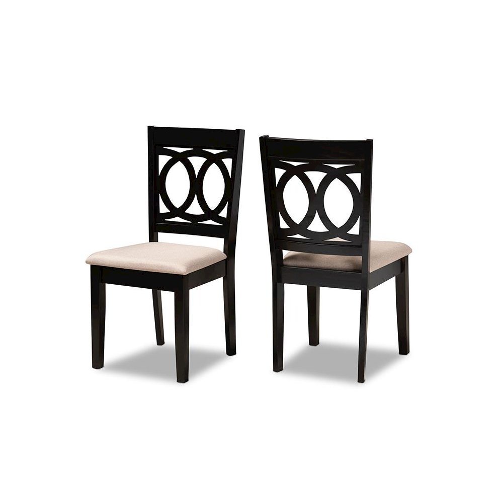 Fabric Upholstered Espresso Brown Finished Wood 2-Piece Dining Chair Set Set. Picture 1