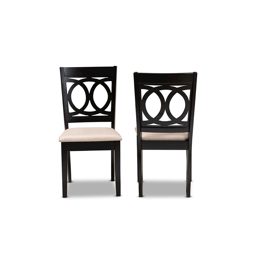 Fabric Upholstered Espresso Brown Finished Wood 2-Piece Dining Chair Set Set. Picture 2