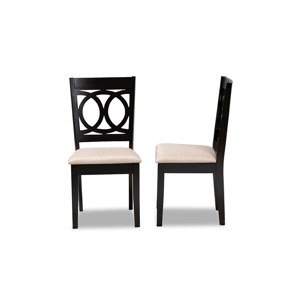 Fabric Upholstered Espresso Brown Finished Wood 2-Piece Dining Chair Set Set. Picture 3