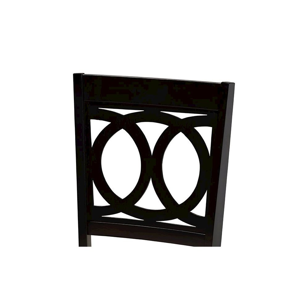 Fabric Upholstered Espresso Brown Finished Wood 2-Piece Dining Chair Set Set. Picture 4