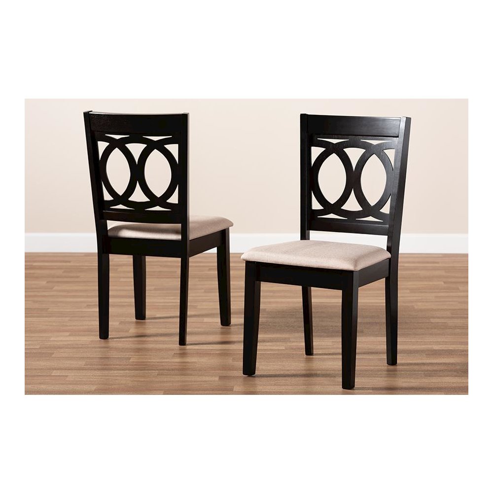 Fabric Upholstered Espresso Brown Finished Wood 2-Piece Dining Chair Set Set. Picture 6