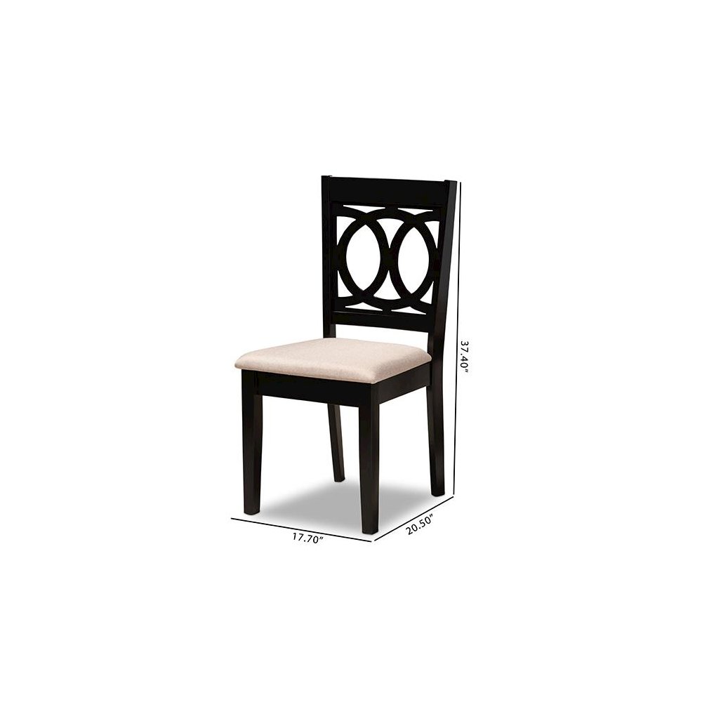 Fabric Upholstered Espresso Brown Finished Wood 2-Piece Dining Chair Set Set. Picture 7