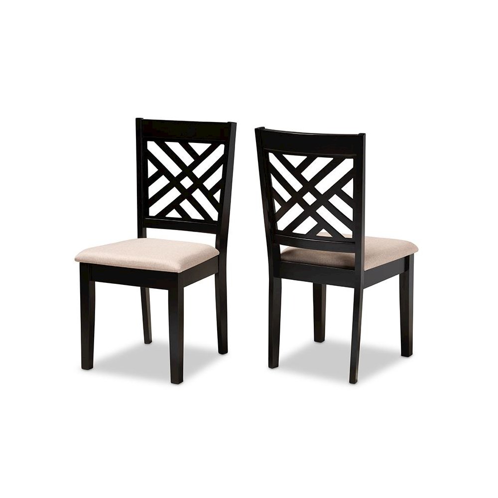 Fabric Upholstered Espresso Brown Finished Wood 2-Piece Dining Chair Set Set. Picture 1