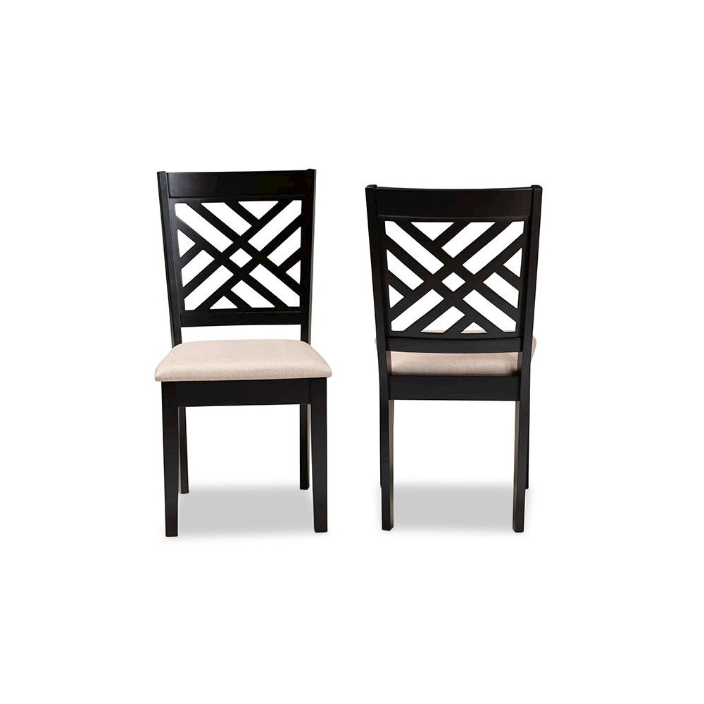 Fabric Upholstered Espresso Brown Finished Wood 2-Piece Dining Chair Set Set. Picture 2