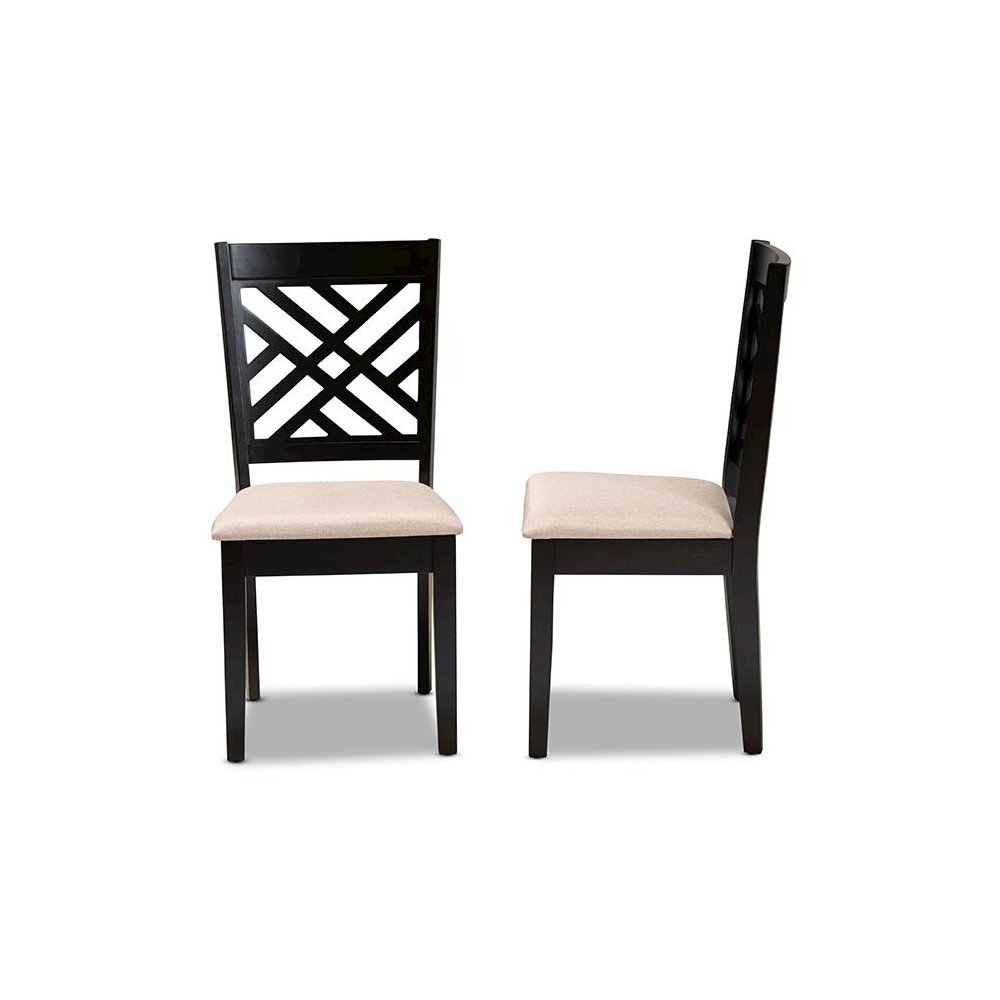 Fabric Upholstered Espresso Brown Finished Wood 2-Piece Dining Chair Set Set. Picture 3