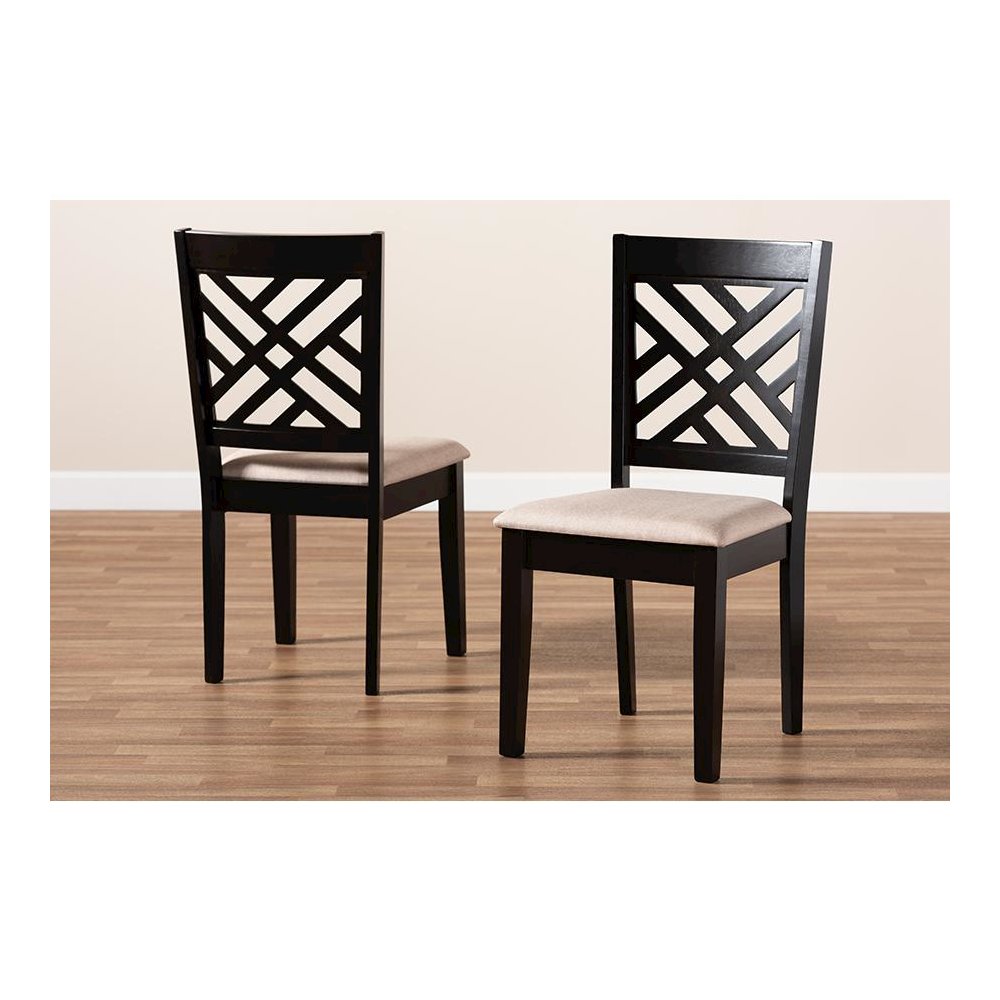 Fabric Upholstered Espresso Brown Finished Wood 2-Piece Dining Chair Set Set. Picture 6