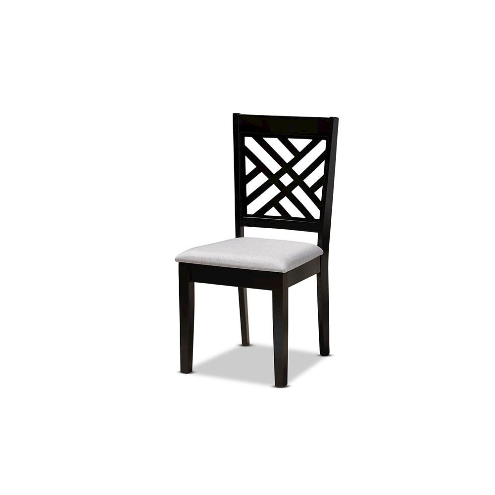 Grey Fabric Upholstered Espresso Brown Finished Wood 7-Piece Dining Set. Picture 2