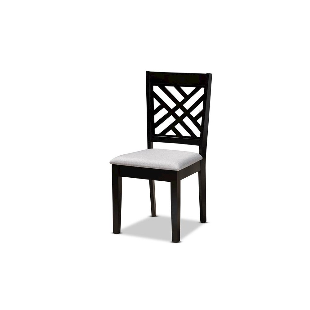 Grey Fabric Upholstered and Dark Brown Finished Wood 7-Piece Dining Set. Picture 2