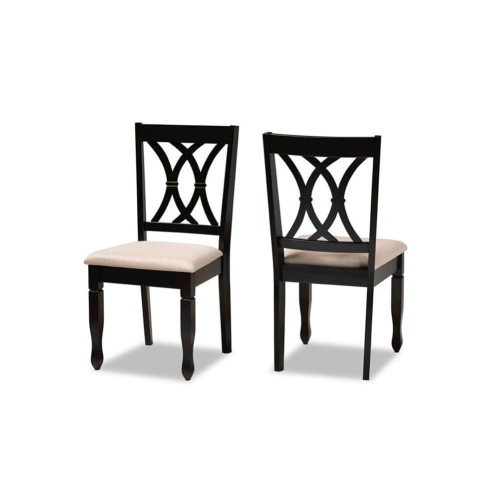 Fabric Upholstered Espresso Brown Finished Wood 2-Piece Dining Chair Set Set. Picture 1