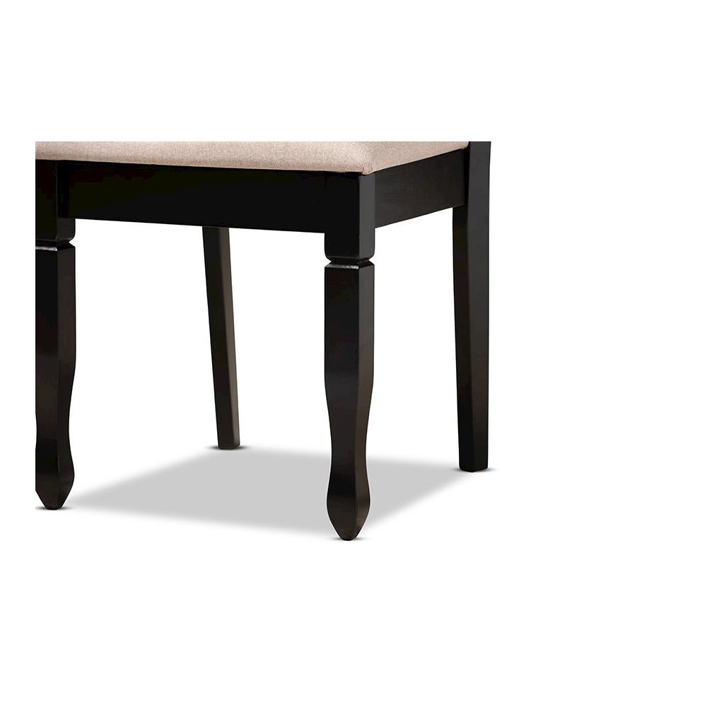 Sand Fabric Upholstered Espresso Brown Finished Wood 7-Piece Dining Set. Picture 5