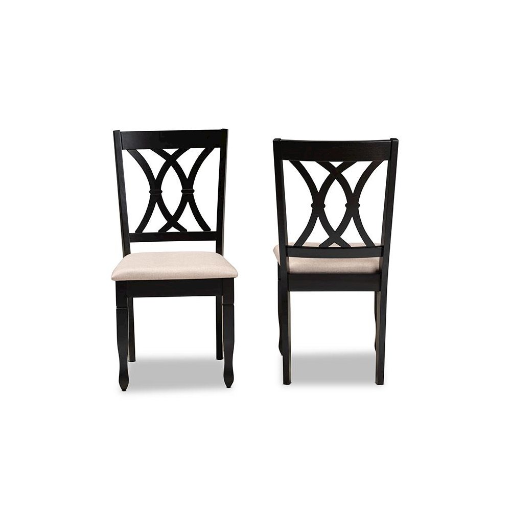 Fabric Upholstered Espresso Brown Finished Wood 2-Piece Dining Chair Set Set. Picture 2