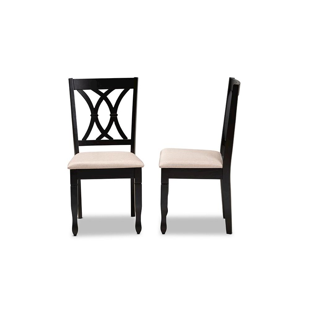 Fabric Upholstered Espresso Brown Finished Wood 2-Piece Dining Chair Set Set. Picture 3