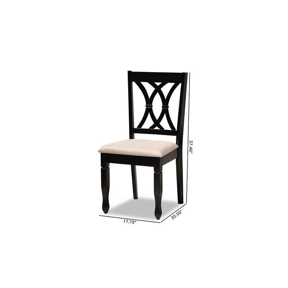 Fabric Upholstered Espresso Brown Finished Wood 2-Piece Dining Chair Set Set. Picture 8