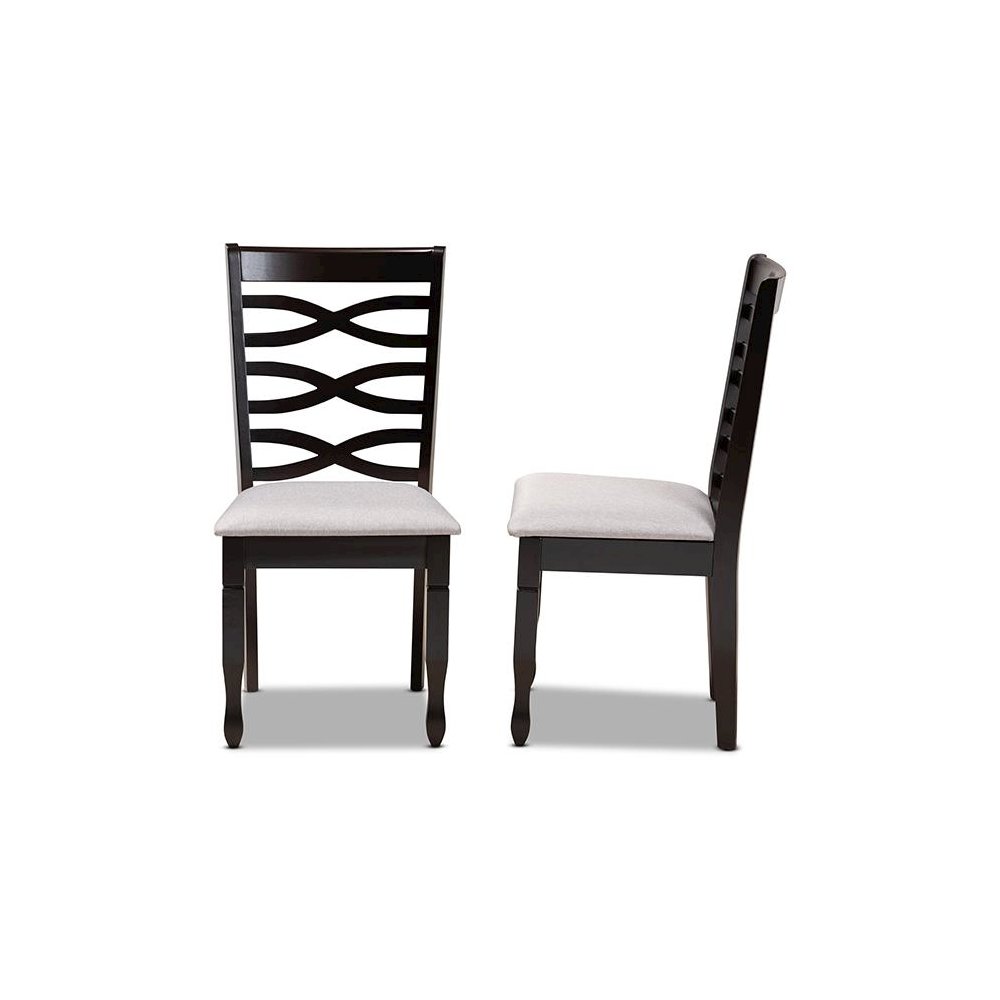 Grey Fabric Upholstered Espresso Brown Finished Wood 2-Piece Dining Chair Set. Picture 3