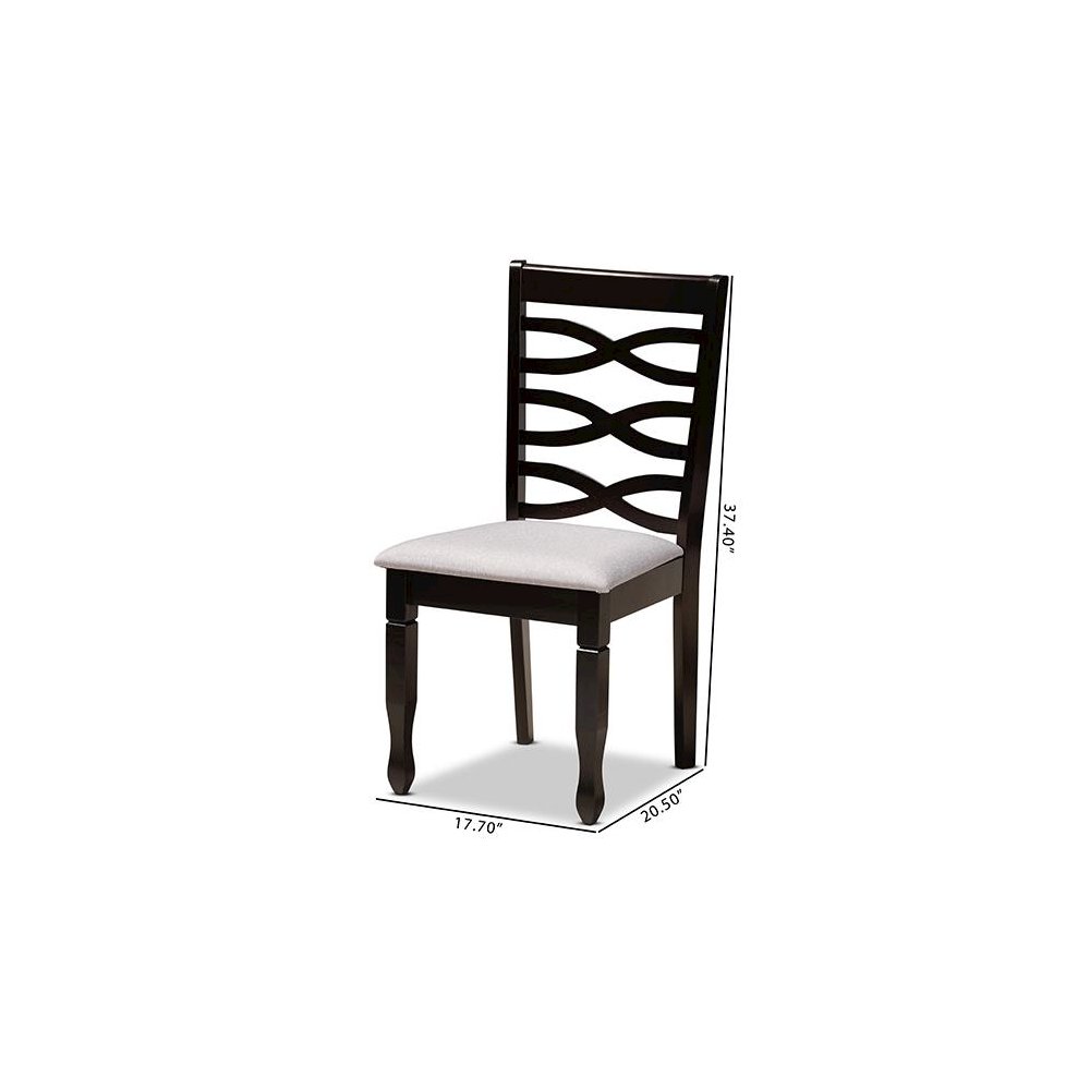 Grey Fabric Upholstered Espresso Brown Finished Wood 2-Piece Dining Chair Set. Picture 8