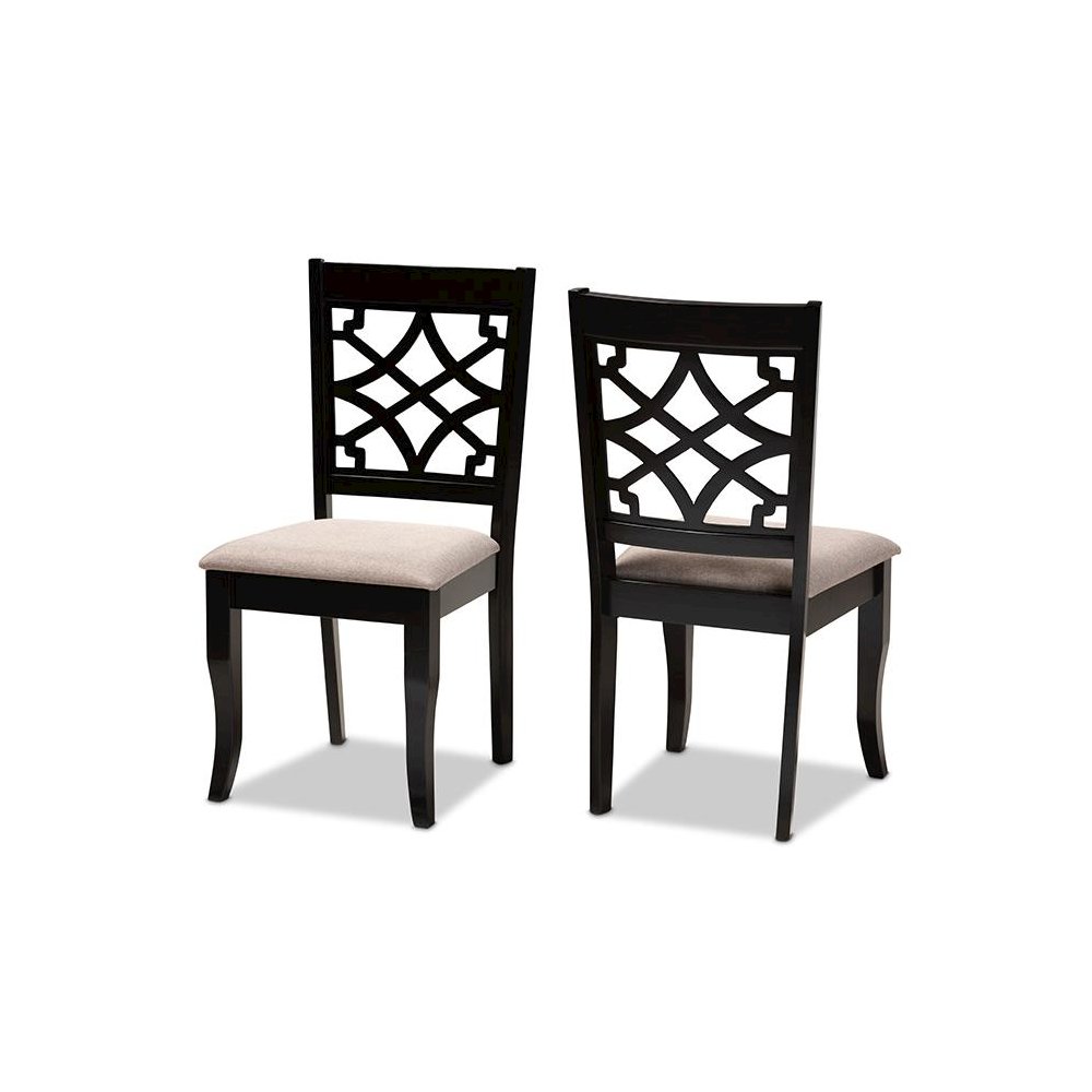 Espresso Brown Finished Wood 2-Piece Dining Chair Set. Picture 1