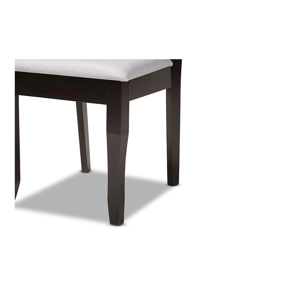 Grey Fabric Upholstered and Dark Brown Finished Wood 7-Piece Dining Set. Picture 6