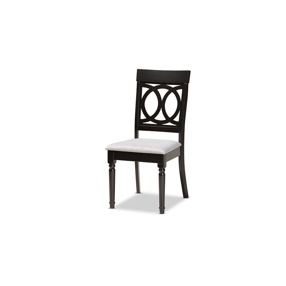 Grey Fabric Upholstered and Dark Brown Finished Wood 7-Piece Dining Set. Picture 2
