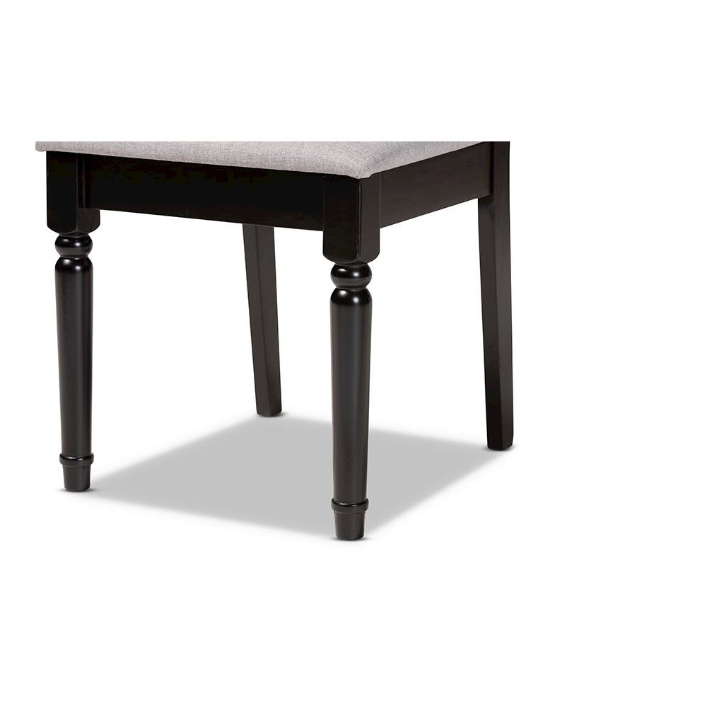 Grey Fabric Upholstered and Dark Brown Finished Wood 7-Piece Dining Set. Picture 6