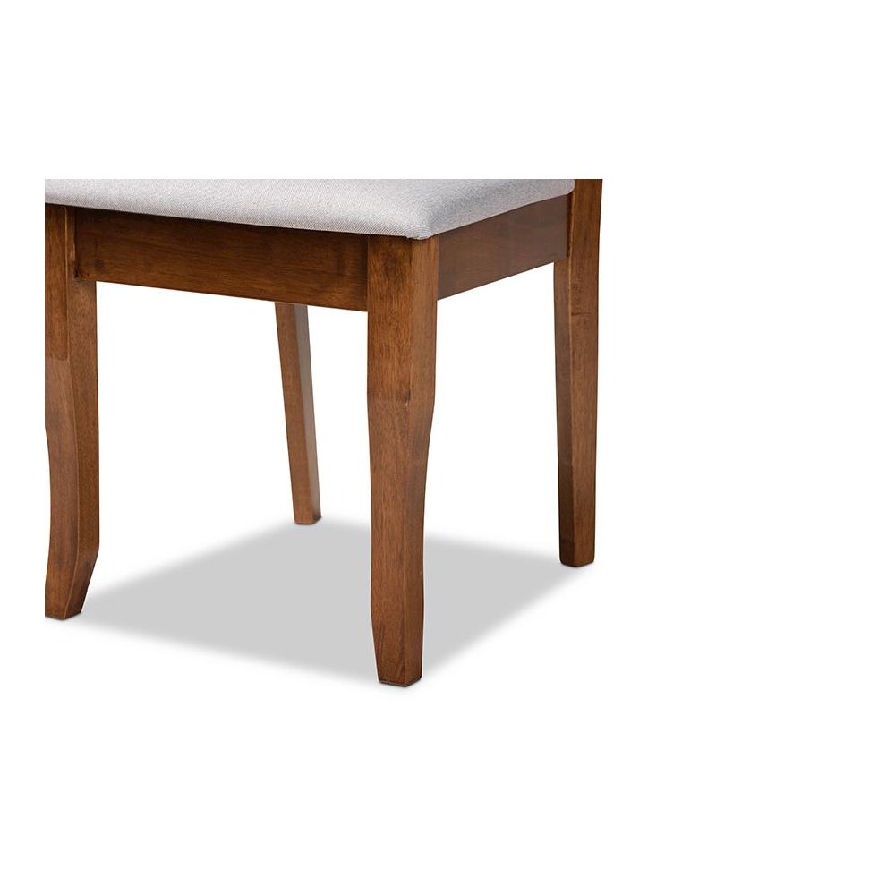 Grey Fabric Upholstered and Walnut Brown Finished Wood 7-Piece Dining Set. Picture 6
