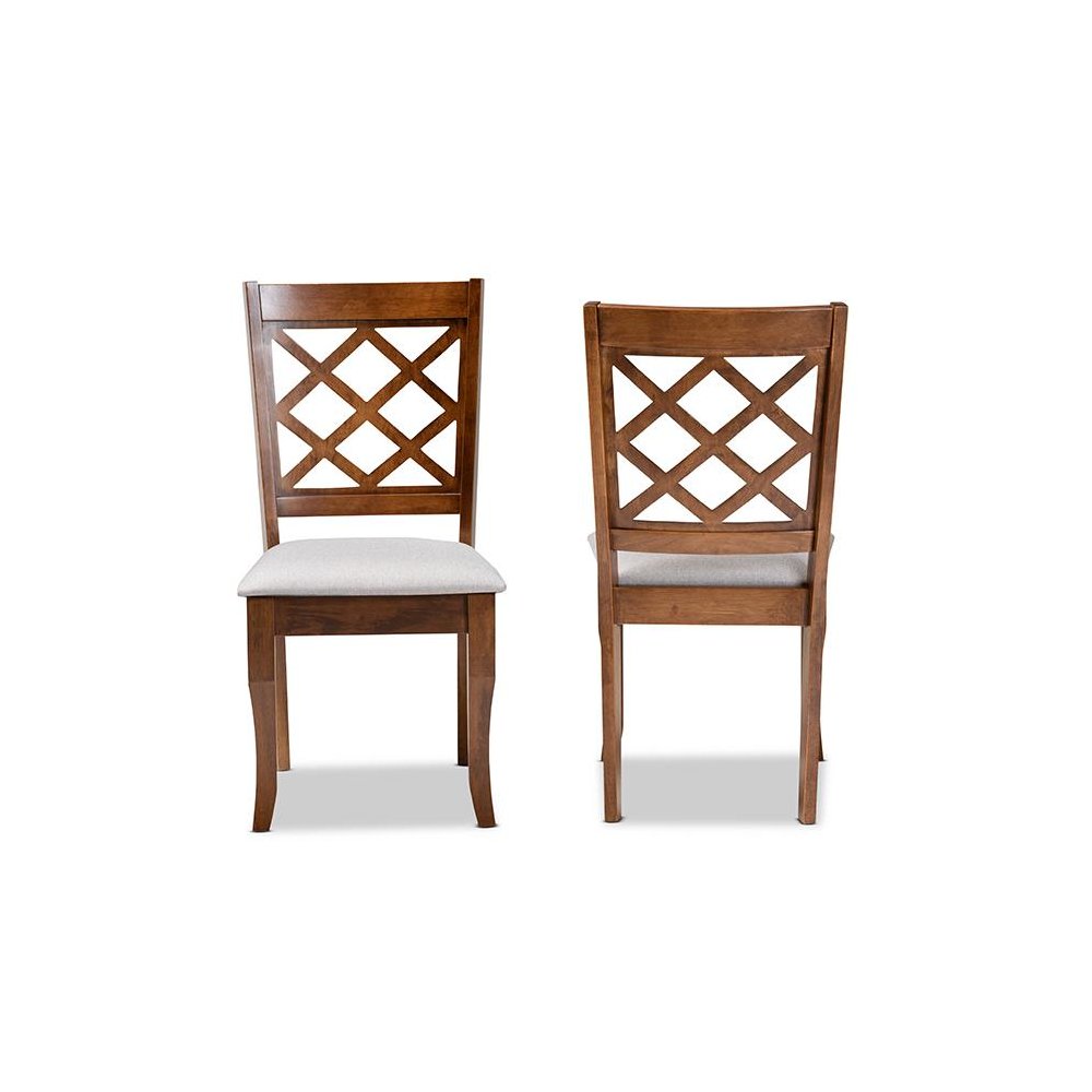 Grey Fabric Upholstered Walnut Finished Wood 2-Piece Dining Chair Set. Picture 2